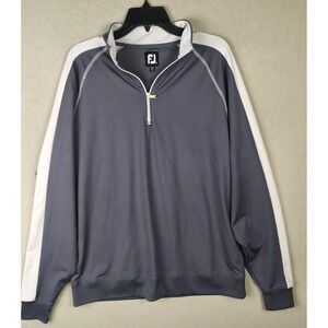 FootJoy Pullover Shirt Mens LG White & Gray 1/4 Zip Long Sleeve Performance Golf